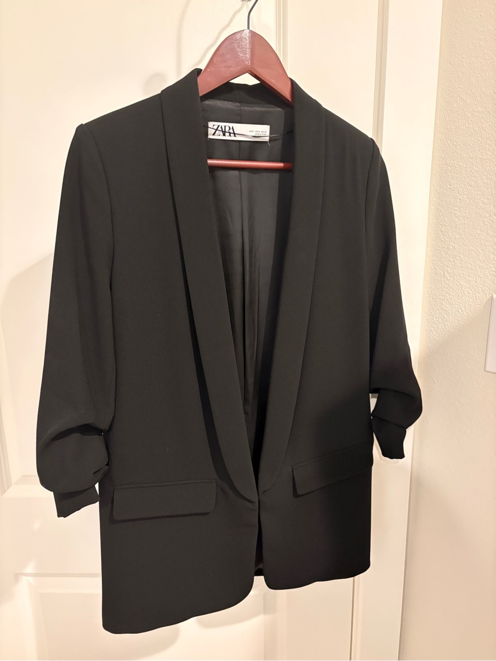 ZARA Black Shawl-Collar Open Blazer Jacket